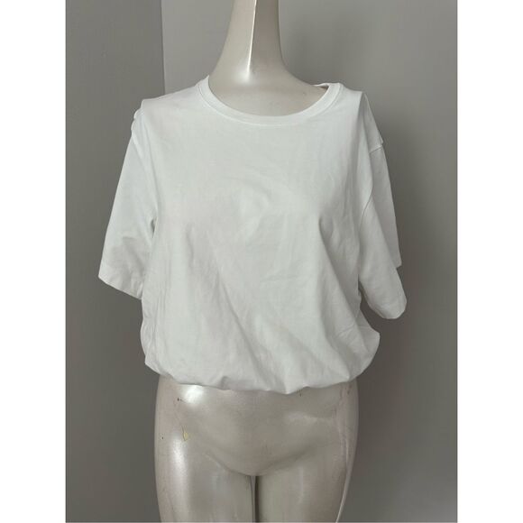 NWT Simkhai Basic Crew Neck Pullover 3/4 Sleeve T Shirt White Size Large $155 - Picture 5 of 10